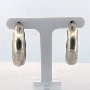 Estate Sterling Silver 925 Wide Hoop Earrings 1.18" 12.2g Classic Polished